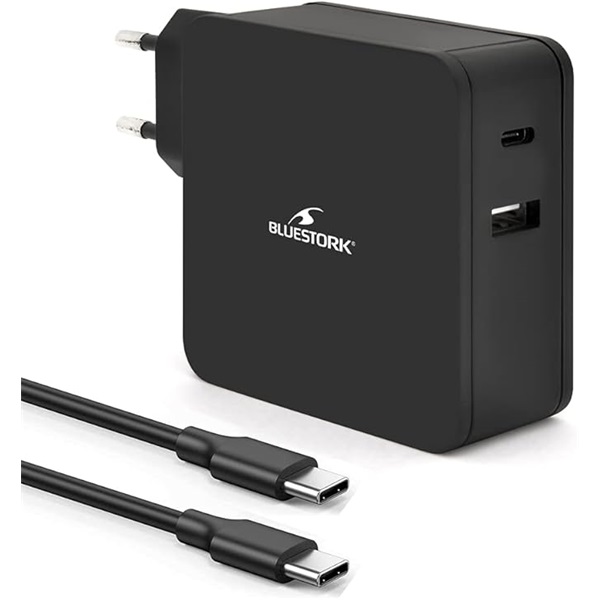 Bluestork    PW-NB-65-C  USB-C  USB-A  65W  1.8m kábel Hálózati töltő Fekete 
