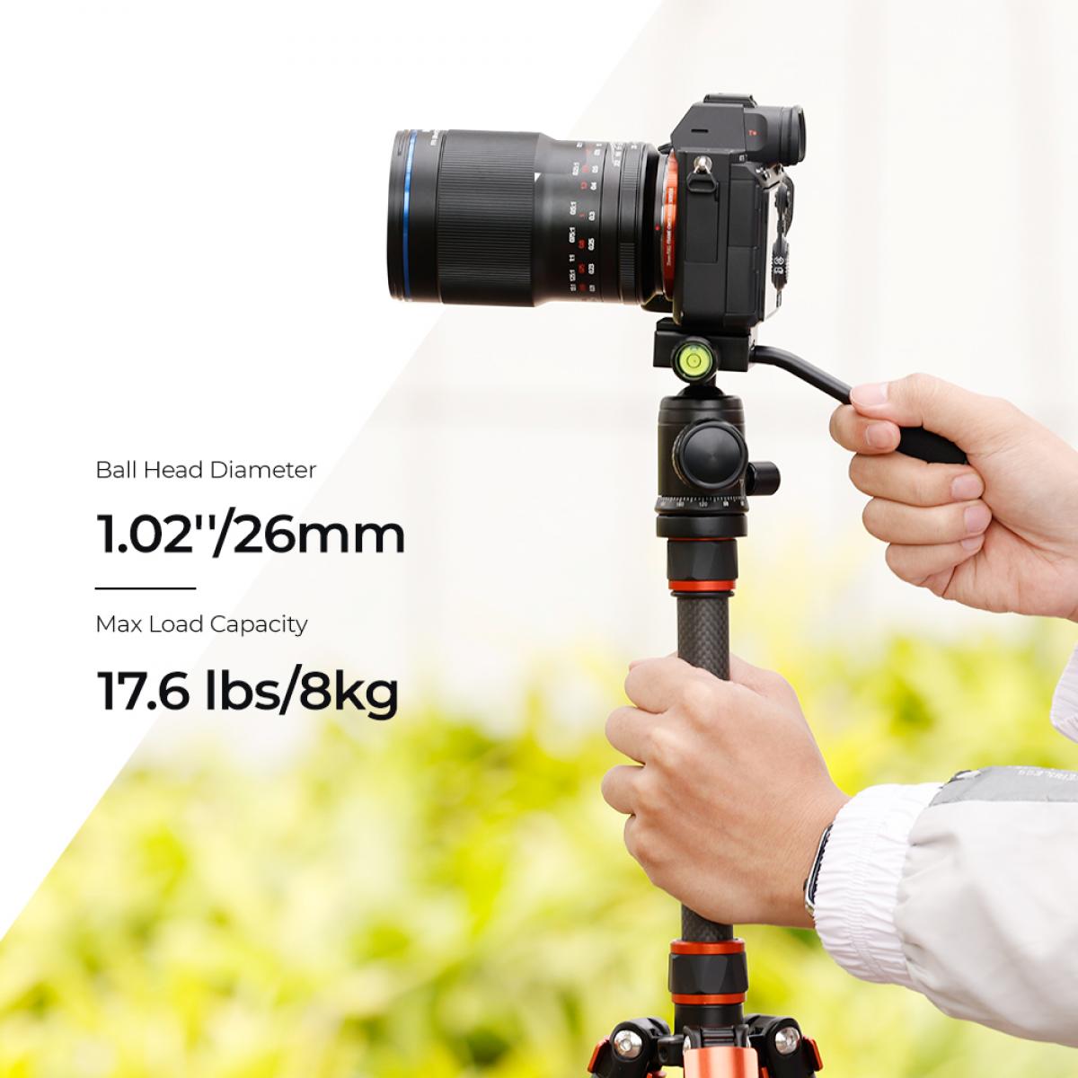 K&F Concept BH-26 állvány gömbfej karral, 26mm, 8kg teherbírás, vízmérték, arca swiss, 3/8"-1/4"