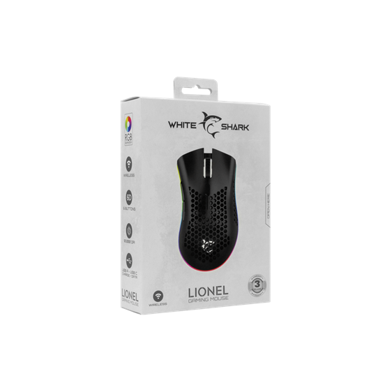   White Shark WGM-5012B LIONEL Vezeték nélküli gamer egér  Fekete