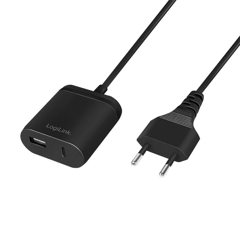 Logilink PA0256 1x USB-A 1x USB-C 12W hálózati töltő fekete Logilink PA0256 1x USB-A 1x USB-C 12W hálózati töltő fekete