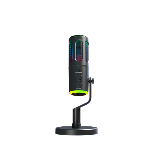 The G-Lab Mikrofon - K-MIC-NEON (3.5mm Jack csatlakozó, RGB, DUAL-CHANNEL CARDIOID, ENC, fekete)