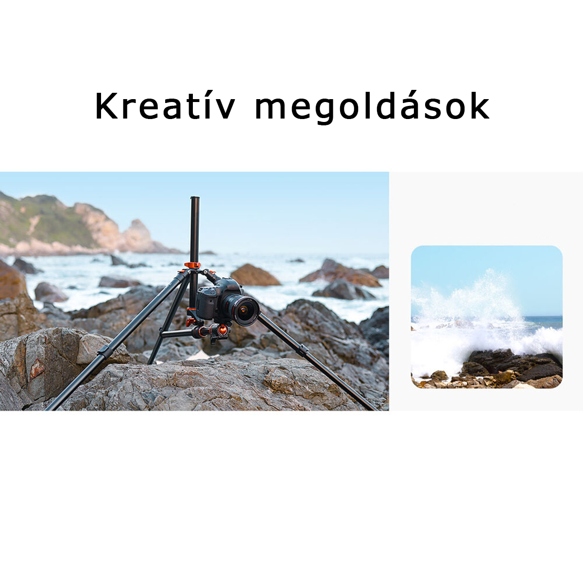 K&F Concept T254A7+BH-28L állvány + monopod, elforgatható középoszloppal, fekete-narancs