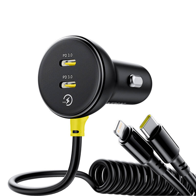 Baseus USB-C 60W autós töltő + Lightning kábel Fekete 