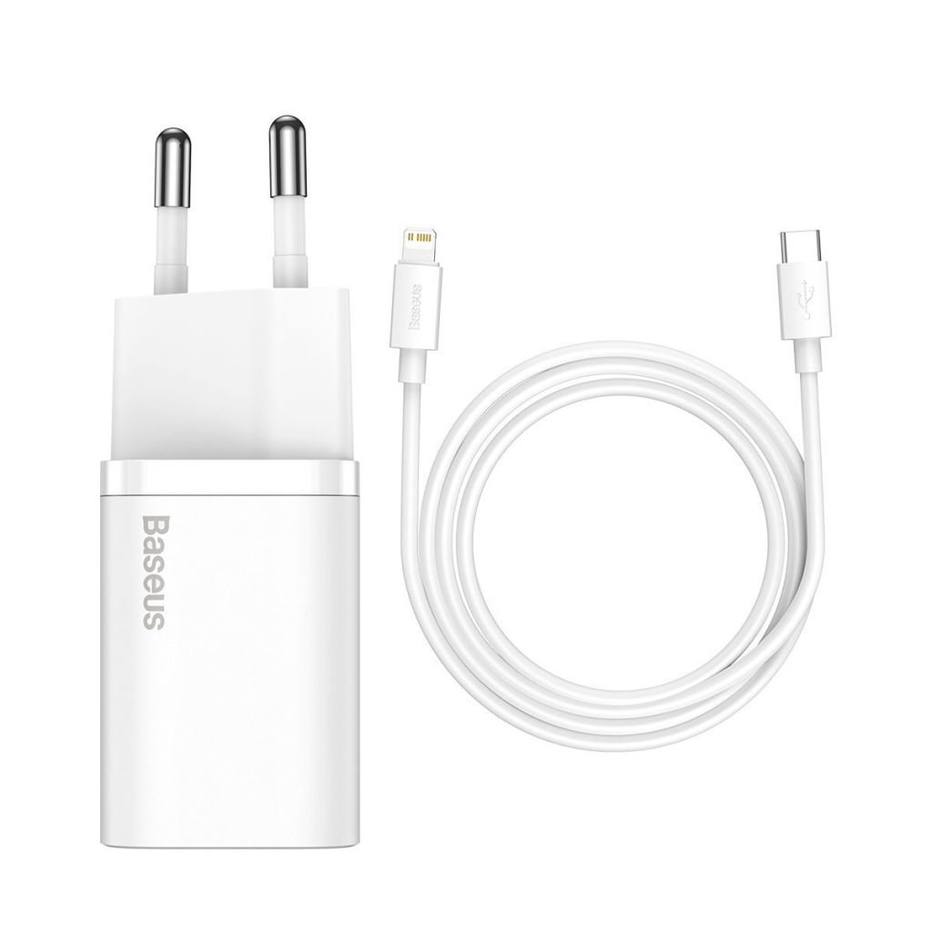 Baseus Super Si 1C gyorstöltő adapter 20W + USB-C - Lightning töltőkábel 1m fehér (TZCCSUP-B02) Baseus Super Si 1C gyorstöltő adapter 20W + USB-C - Lightning töltőkábel 1m fehér (TZCCSUP-B02)