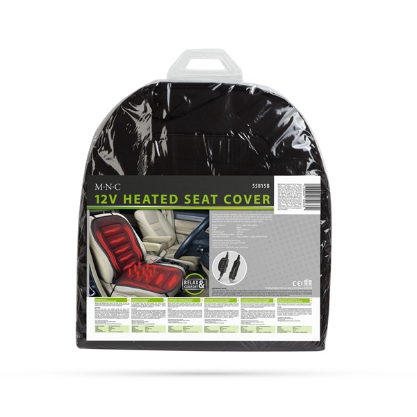 MNC 55815B Fűthető autós ülésvédő Fekete
