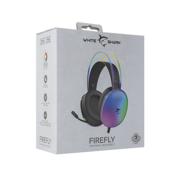 White Shark FIREFLY-B, GH-2342-B gamer fejhallgató  fekete/RGB, (3.5 Jack)
