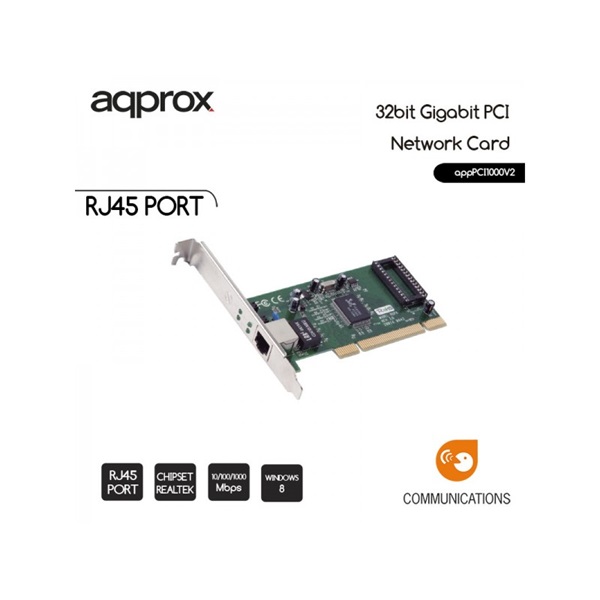 APPROX Vezérlőkártya  PCI csatlakozás RJ45 Gigabit Ethernet port (10/100/1000)