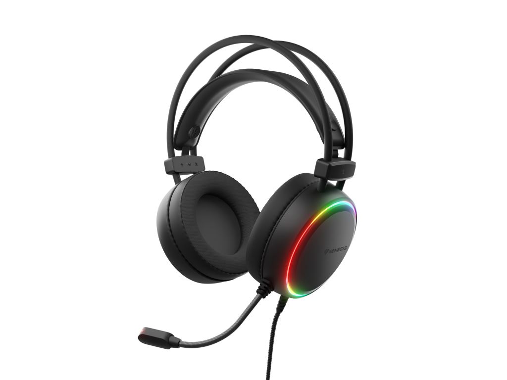 Genesis Neon 613 G2 Gamer Fejhallgató mikrofonnal RGB megvilágítással USB Fekete