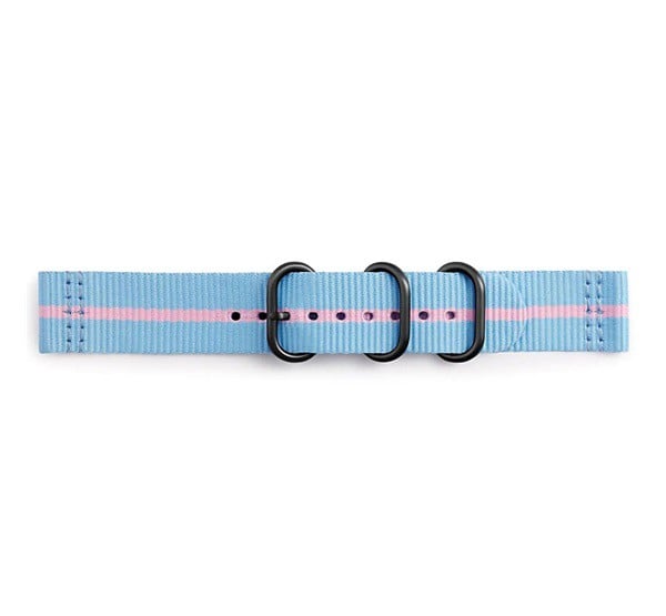 Designed for SAMSUNG pótszíj (univerzális, 22 mm, prémium textil, állítható, csíkos minta) KÉK / RÓZSASZÍN [Honor Watch GS 3]