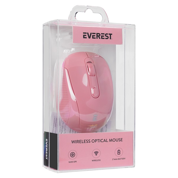 Everest  SM-300 Rose Gold  1600 DPI 4gomb optikai  Vezeték nélküli Egér   Pink 