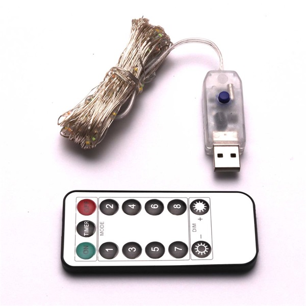IRIS 8 programos 10m/távirányítós/több színű/100db LED-es/USB-s fénydekoráció  (273-32)