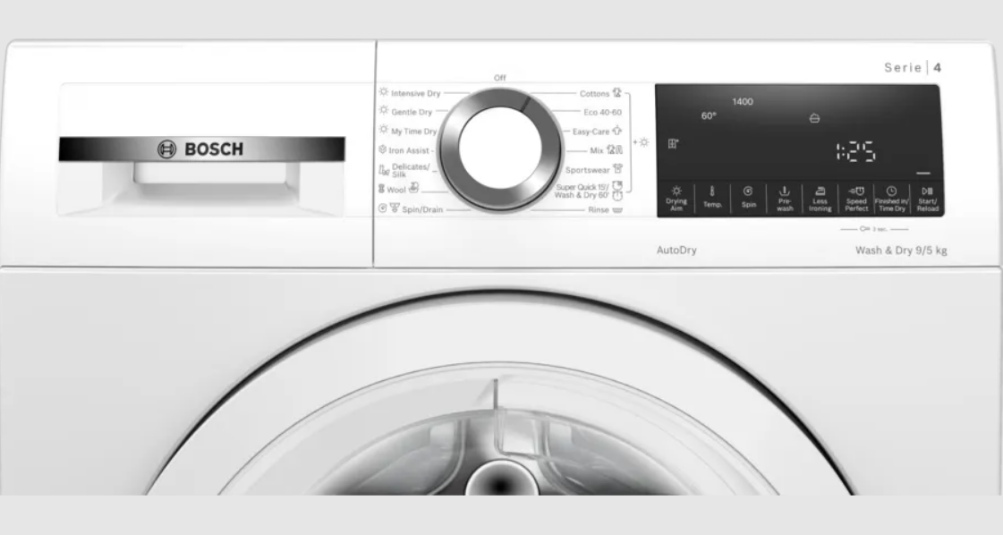 Bosch WNA144V0BY Elöltöltős mosó- és szárítógép  – 9 kg, 1400 ford./perc, B Energiaosztály, AutoDry