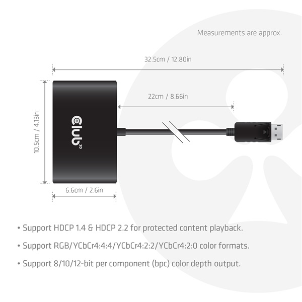 Club 3D    CSV-7400  DisplayPort to 4x DisplayPort 8K30Hz Átalakító