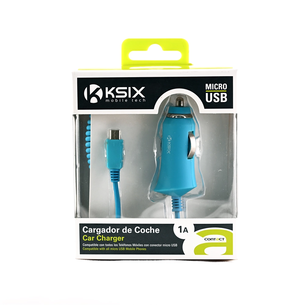 KSIX Autós töltő micro USB-vel 1A Kék