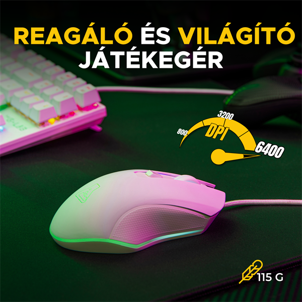 The G-Lab Gaming kit - 2 in 1 COMBO HYDROGEN W/HU  TKL billentyűzet egér 6200 DPI  RGB USB-A Fehér HU