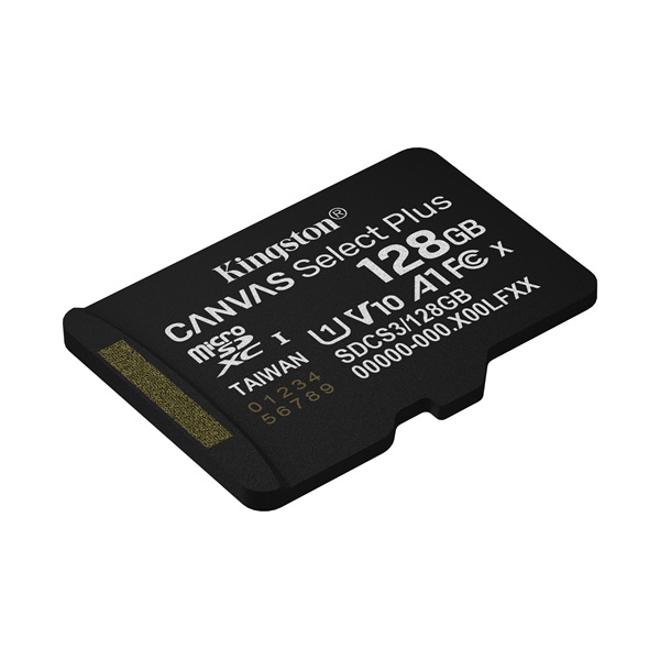 Kingston 128GB Canvas Select Plus Gen3 Class 10 UHS-1 A1 V10 microSDXC adapter nélkül