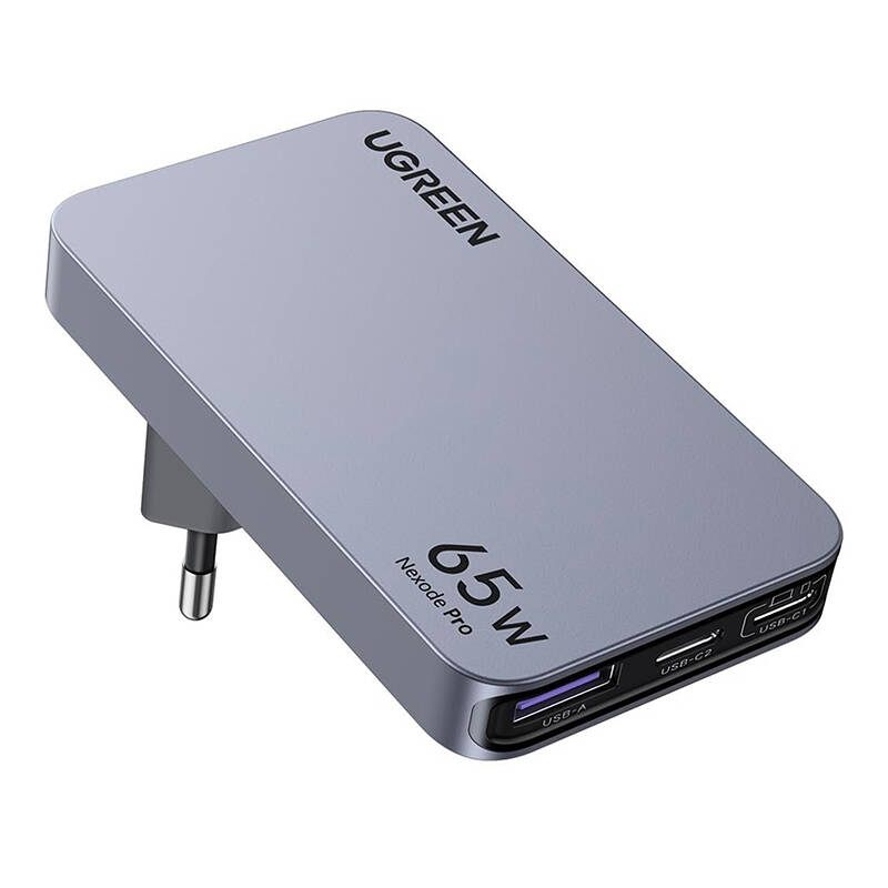 Ugreen Nexode Pro 65W lapos fali töltő GaN  2x USB-C + USB