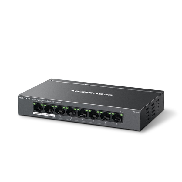 MERCUSYS MS108GP 8x1000Mbps(7xPOE+) Fémházas Asztali Switch MERCUSYS MS108GP 8x1000Mbps(7xPOE+) Fémházas Asztali Switch
