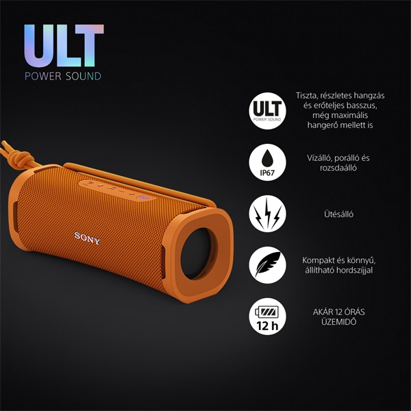 Sony SRSULT10D.CE7 ULT FIELD 1 hordozható vezeték nélküli Bluetooth hangszóró Narancssárga Sony SRSULT10D.CE7 ULT FIELD 1 hordozható vezeték nélküli Bluetooth hangszóró Narancssárga
