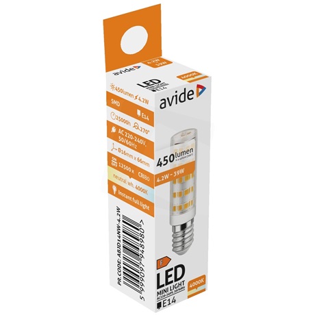 Avide ABJD14NW-4.2W LED IZZÓ 4.2W JD E14 220° NW 4000K