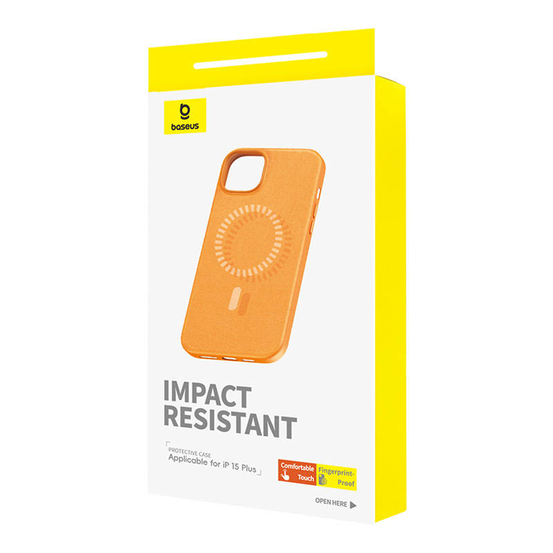 Magnetic Phone Case for iPhone 15 Plus Baseus Fauxther Series (Orange) Magnetic Phone Case for iPhone 15 Plus Baseus Fauxther Series (Orange)