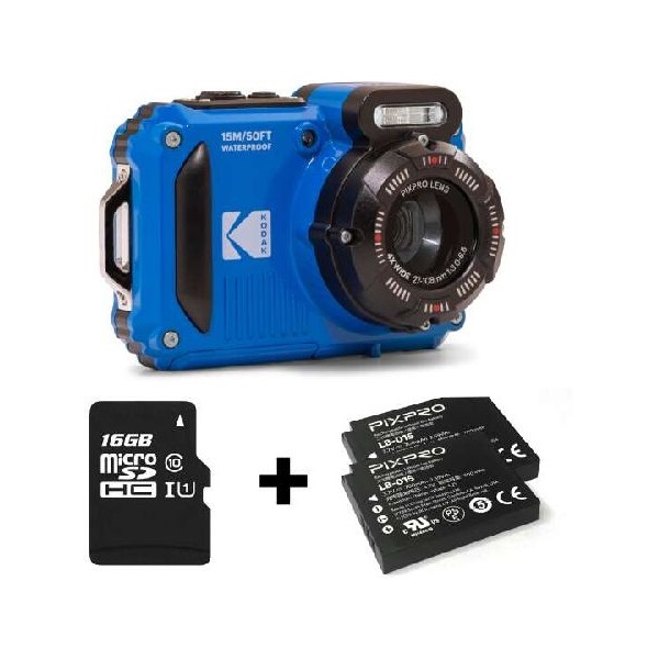 Kodak Pixpro WPZ2 vízálló, porálló, ütésálló digitális fényképezőgép, kék, 2db akku, 16gb micro sd Kodak Pixpro WPZ2 vízálló, porálló, ütésálló digitális fényképezőgép, kék, 2db akku, 16gb micro sd