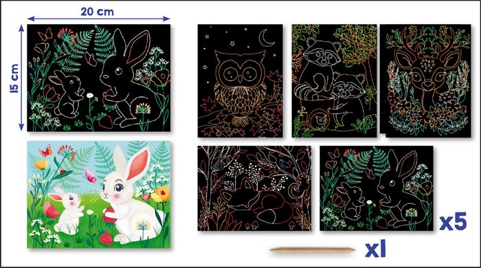 MAPED CREATIV Scratch Cards Képkarcoló készlet erdei állatok