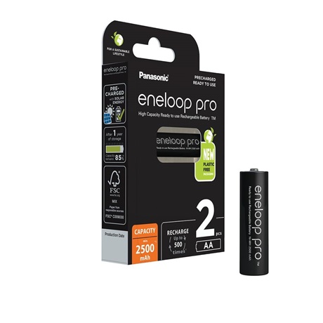 Tölthető elem, AA ceruza, 2x2500 mAh Ni-MH, PANASONIC "Eneloop Pro"