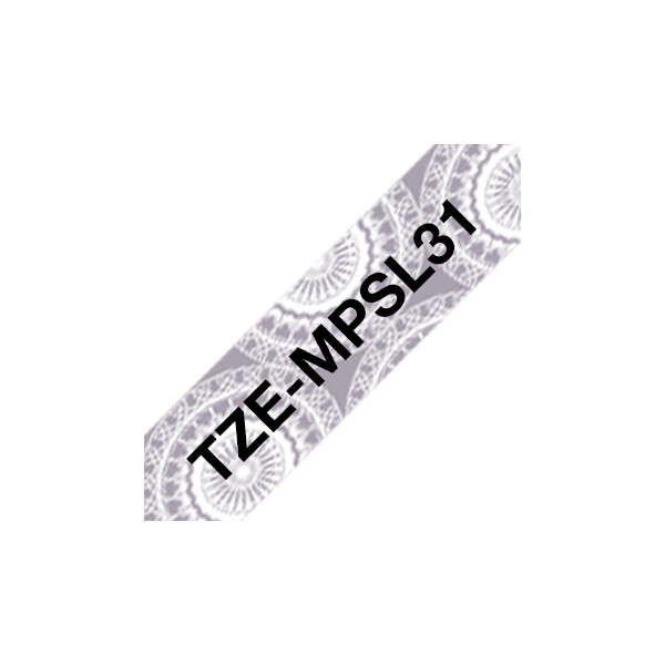 Brother TZe-MPSL31 laminált P-touch szalag (12mm) Black on Silver Lace Pattern - 4m