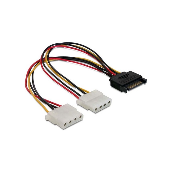 Delock 65159 15pin SATA apa - 2 x 4pin 0,2m Molex anya hálózati kábel Delock 65159 15pin SATA apa - 2 x 4pin 0,2m Molex anya hálózati kábel