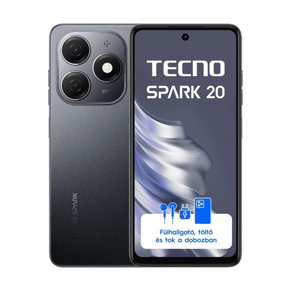 Tecno Spark 20 6,56" LTE 8/256GB DualSIM Gravity Black okostelefon Tecno Spark 20 6,56" LTE 8/256GB DualSIM Gravity Black okostelefon