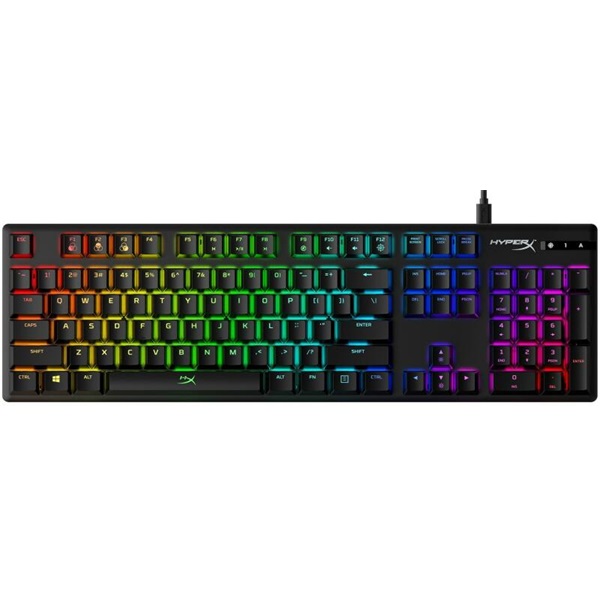HyperX Mechanikus Billentyűzet   Alloy Origins Aqua  Vezetékes  USB  81 gomb  HX Aqua switch angol kiosztás Fekete 