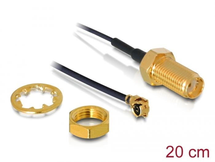 Delock antenna kábel SMA anya válaszfali csatlakozóval apa MHF I -dugó 1.13  20cm (88419)