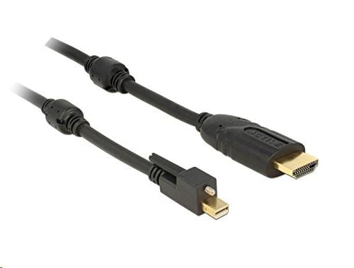 Delock 83732 mini DisplayPort 1.2-dugós csatlakozó csavarral > HDMI-csatlakozódugó 4K aktív kábel, fekete, 5 m Delock 83732 mini DisplayPort 1.2-dugós csatlakozó csavarral > HDMI-csatlakozódugó 4K aktív kábel, fekete, 5 m
