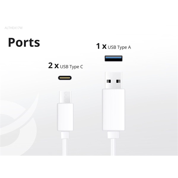 Conceptronic  ALTHEA17W 2xUSB-C+USB-A 67W  USB-C töltő kábel telefon töltő adapter+kábel Fehér
