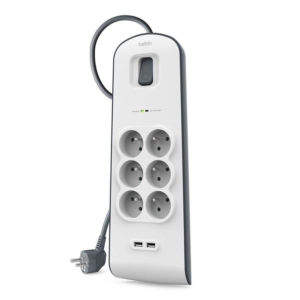 Belkin Surge Protectors 6 outlets/2xUSB2.0 2.4A/650J Shared 2m