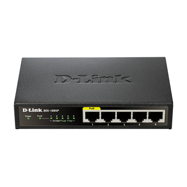 D-Link DES-1005D 5port FE LAN nem menedzselhető PoE switch