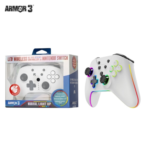Armor3 M07619-WHHE NuRival Nintendo Switch/OLED vezeték nélküli Hall Effect Stick fehér kontroller
