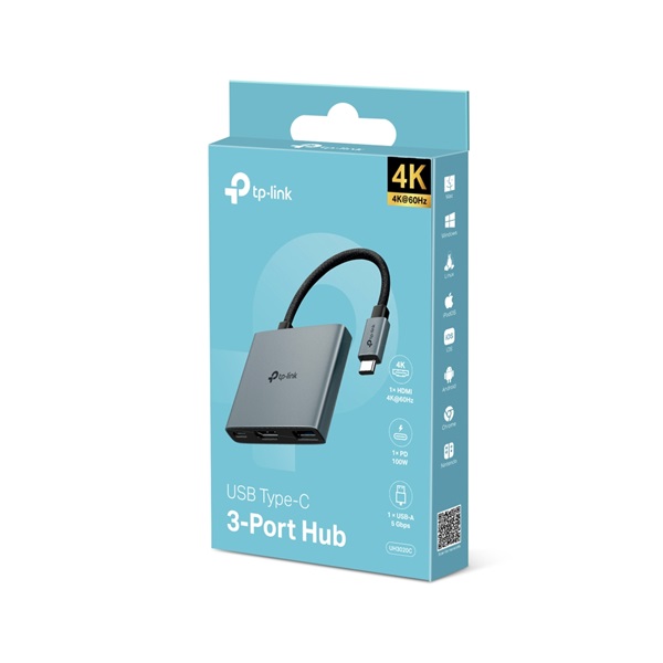 TP-LINK UH3020C USB Type-C 3 portos 1xHDMI + 1xPD 100W + 1xUSB(5Gpbs) HUB TP-LINK UH3020C USB Type-C 3 portos 1xHDMI + 1xPD 100W + 1xUSB(5Gpbs) HUB
