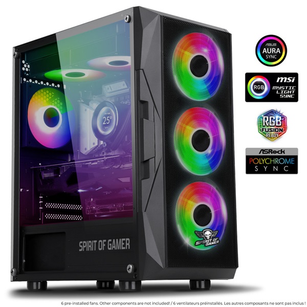 Spirit of Gamer Rogue VII RGB  fekete ablakos ATX Számítógépház  