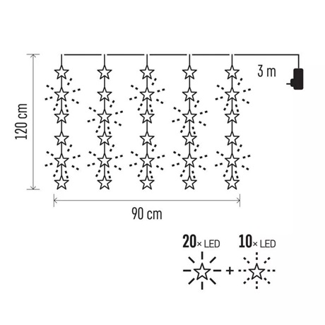 Emos DCGW01 LEDES KÜLTÉRI FÉNYFÜGGÖNY CSILLAG