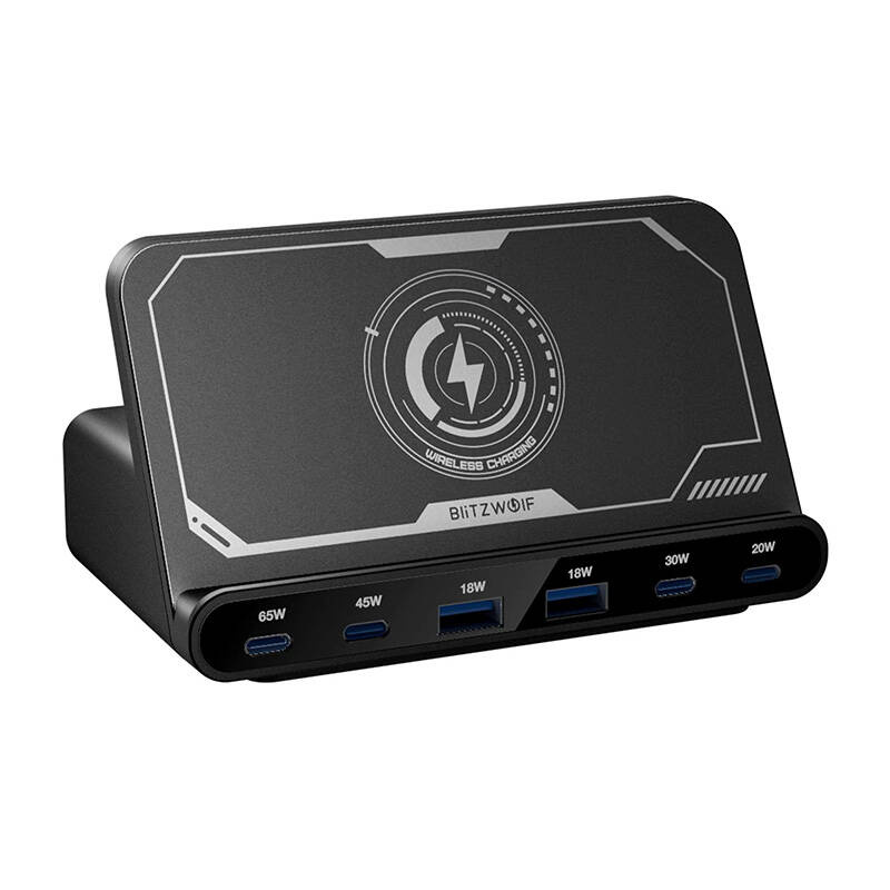 BlitzWolf BW-S27  2xUSB-A  4xUSB-C  asztali töltő Fekete 