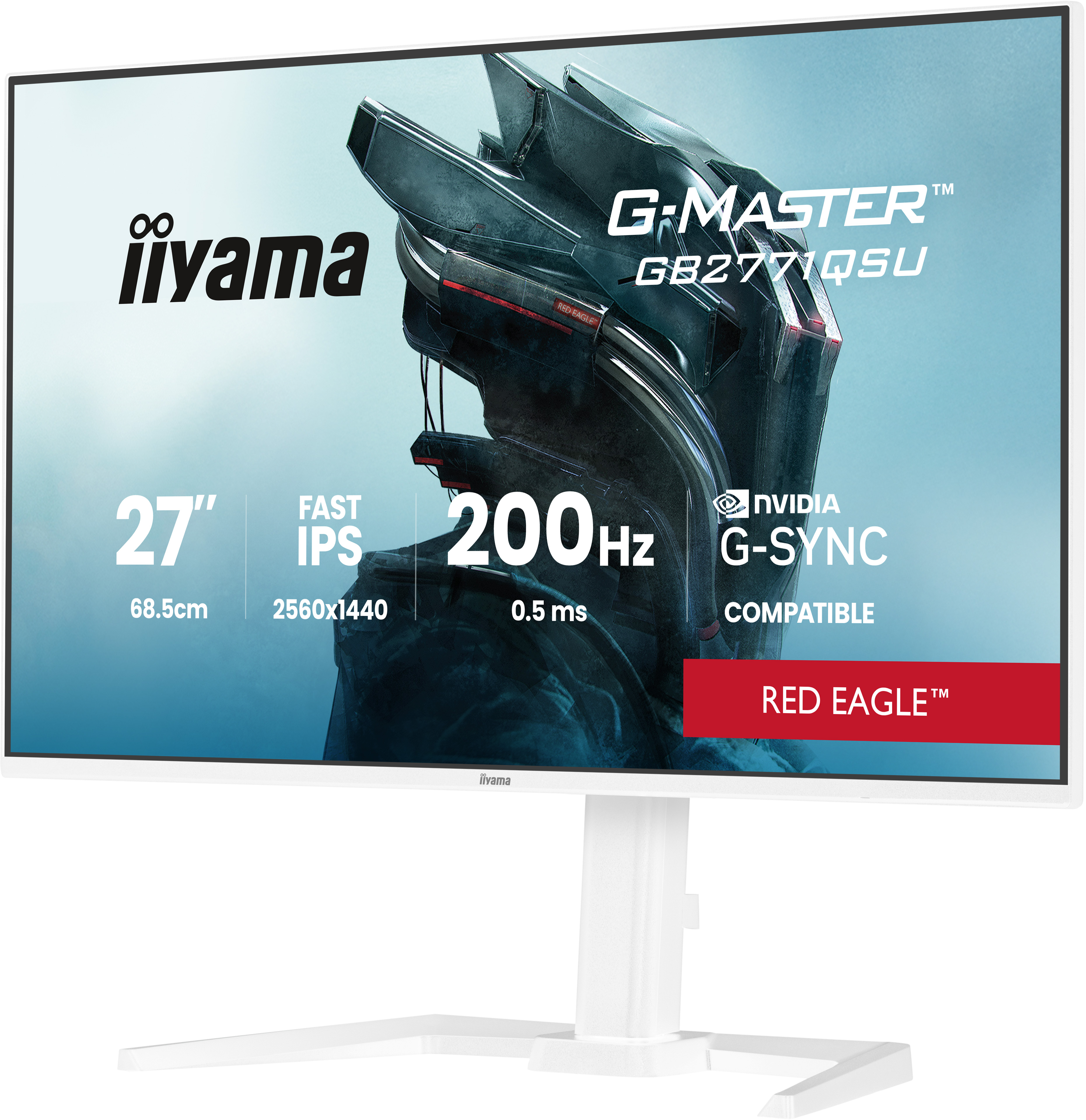 iiyama 27" G-Master GB2771QSU-W1 IPS LED Monitor - 2560x1440, QHD, 200Hz, 0,5ms, Hangszóró, Gamer,  Fehér