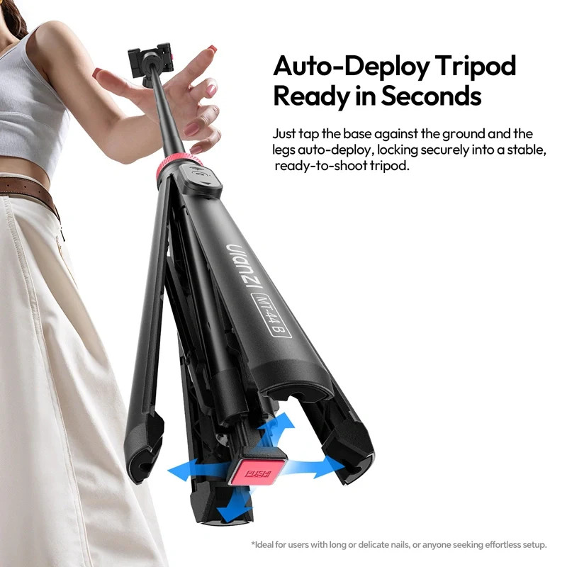 Ulanzi MT-44-2 automatikusan selfie állvány  monopod  telefontartó adapter  bluetooth Fekete