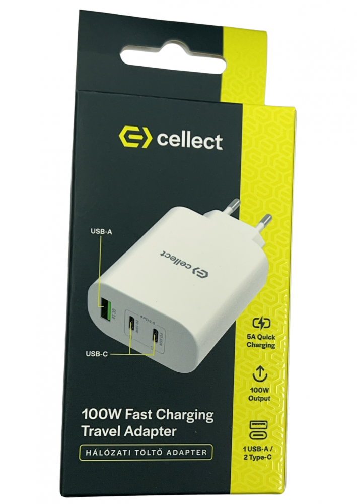 Hálózati gyorstöltő adapter 100W, Fehér