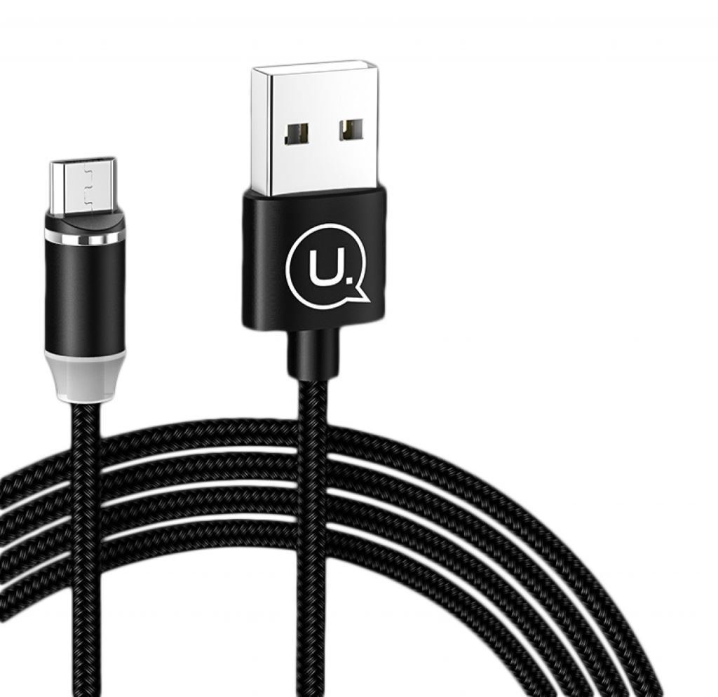 Usams SJ294USB01 mágneses MicroUSB töltőkábel fekete (1299152)