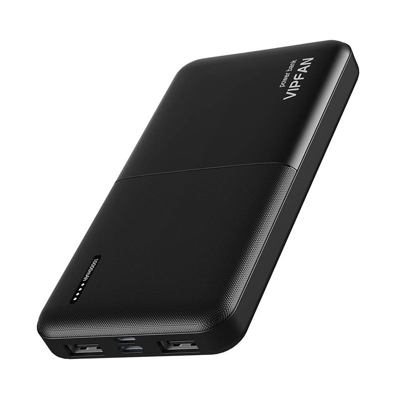 Powerbank Vipfan Ultra-Thin F04 10000mAh, 2x USB (fekete)