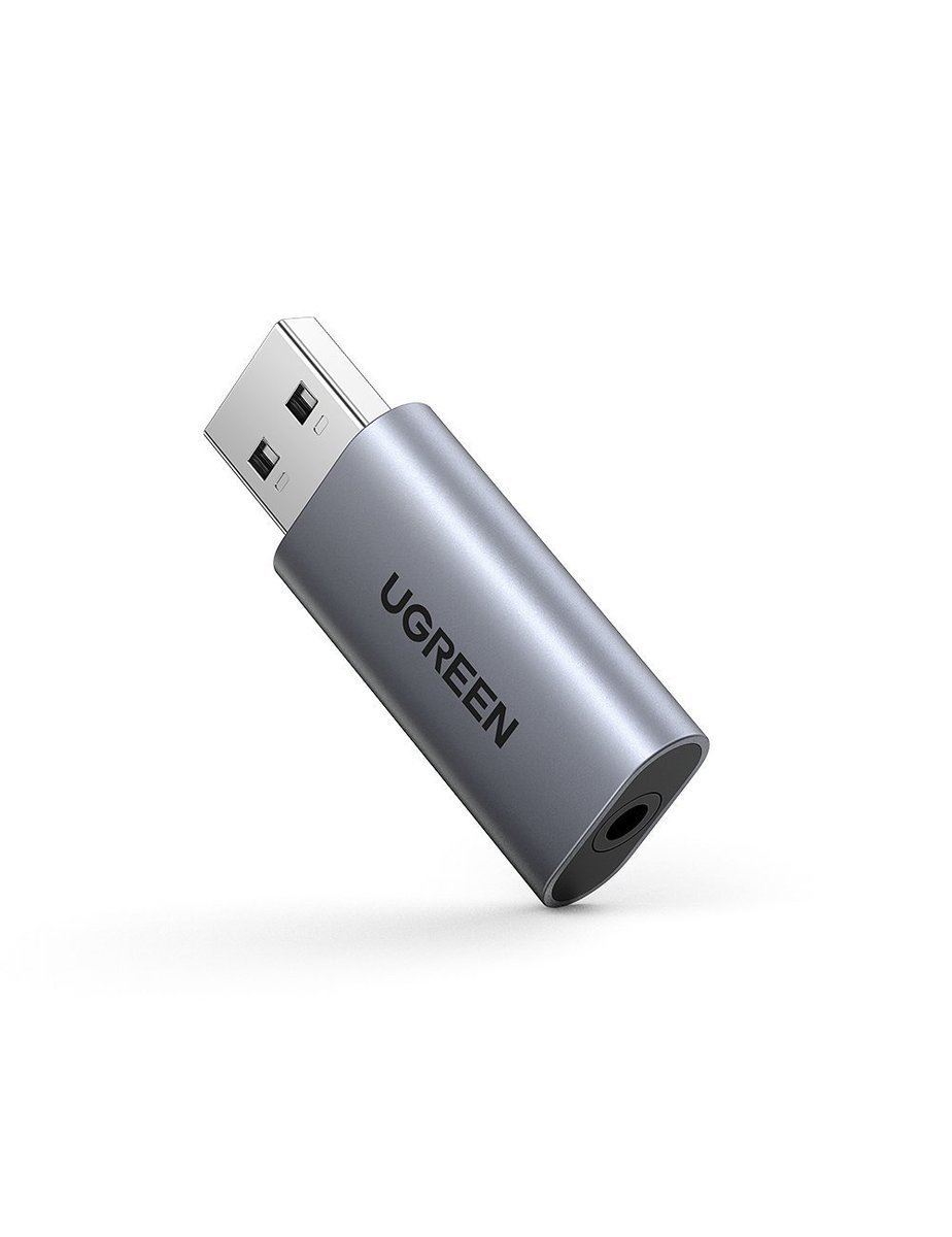 UGREEN CM383, USB-AUX mini jack, 3.5mm, adapter, szürke (80864)