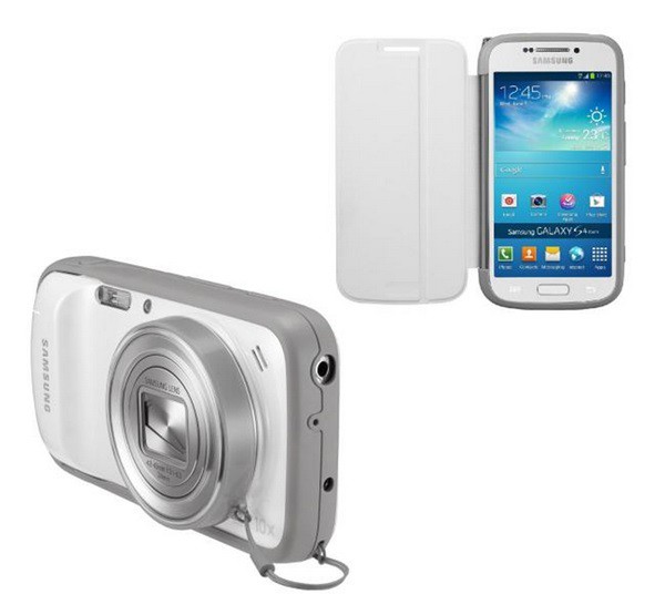 SAMSUNG tok álló, műanyag keret (FLIP, objektívhez porvédő) FEHÉR [Samsung Galaxy S4 Zoom (SM-C101)]