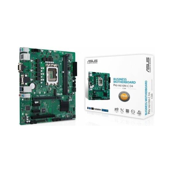 Asus Alaplap - Intel PRO H610M-C D4-CSM s1700 (H610, 2xDDR4 3200MHz, 4xSATA3, 1xM.2, DP+HDMI+VGA+COM) Asus Alaplap - Intel PRO H610M-C D4-CSM s1700 (H610, 2xDDR4 3200MHz, 4xSATA3, 1xM.2, DP+HDMI+VGA+COM)